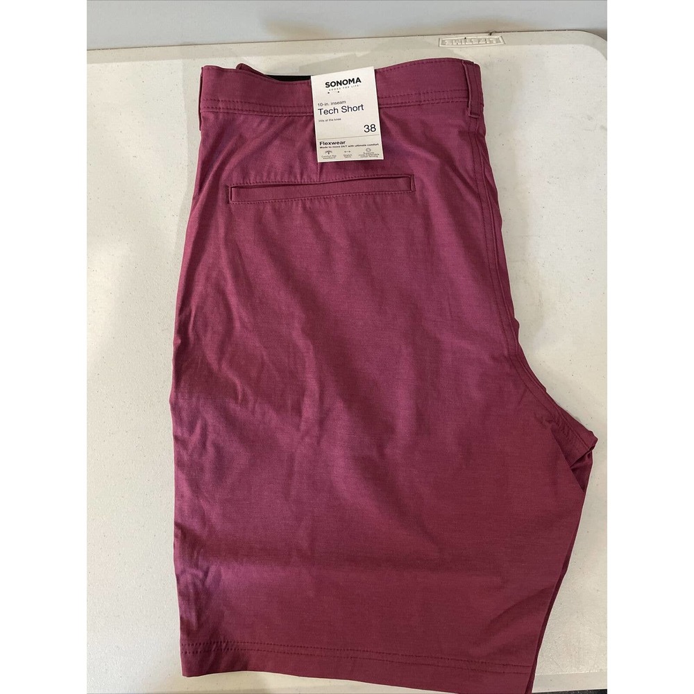 Men's SONOMA Flexwear 10 Inch Tech Cargo Shorts Color Wine Size 38